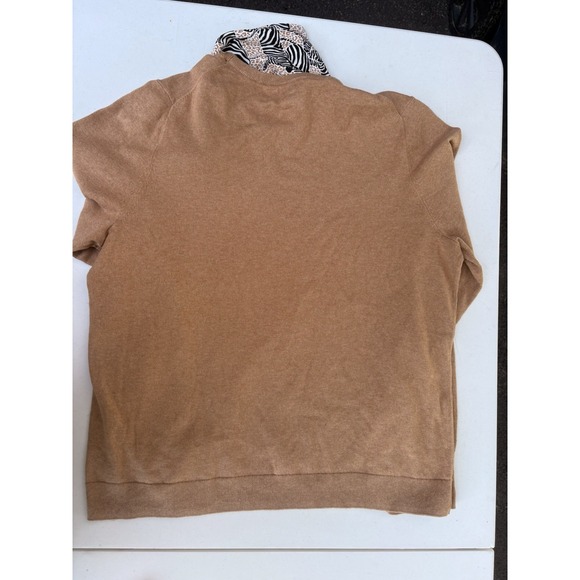 J Crew Brown Pullover Sweater Zebra Print Scarf Attached Size XL - Picture 5 of 5